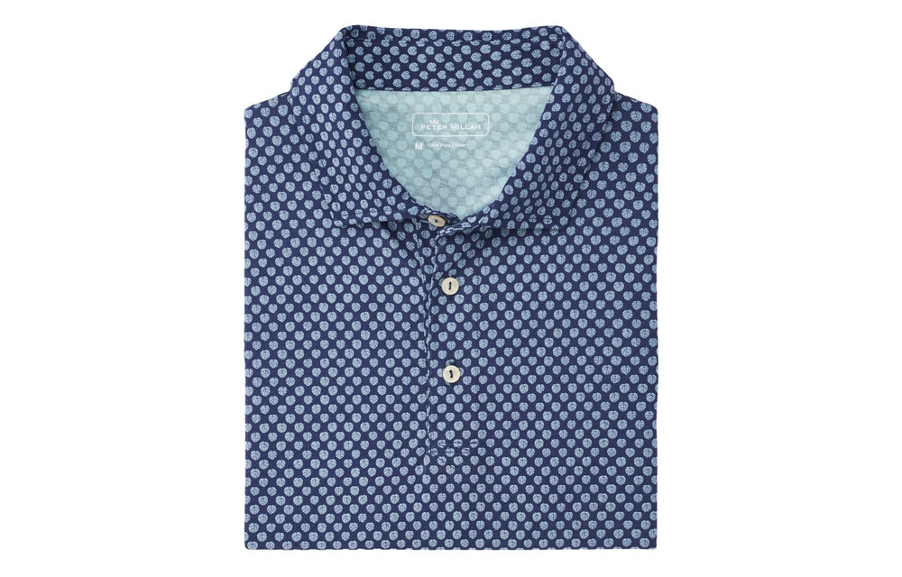 Blue Fronds Aqua Cotton Polo MS21K85CS Atlantic Blue