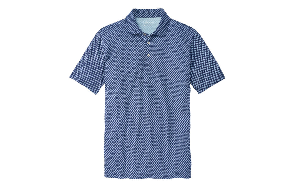Blue Fronds Aqua Cotton Polo MS21K85CS Atlantic Blue