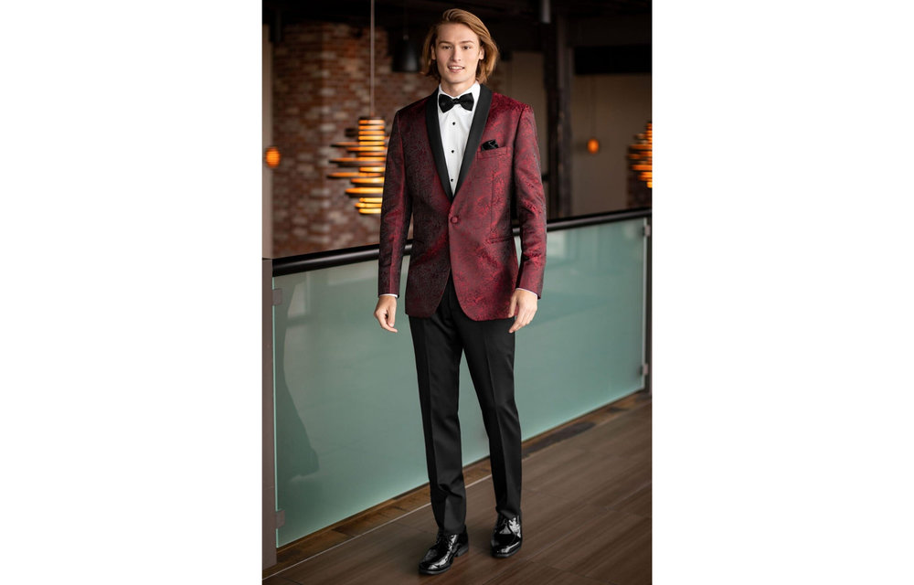 122 Apple Red Paisley Aries Tuxedo - Mark of Distinction