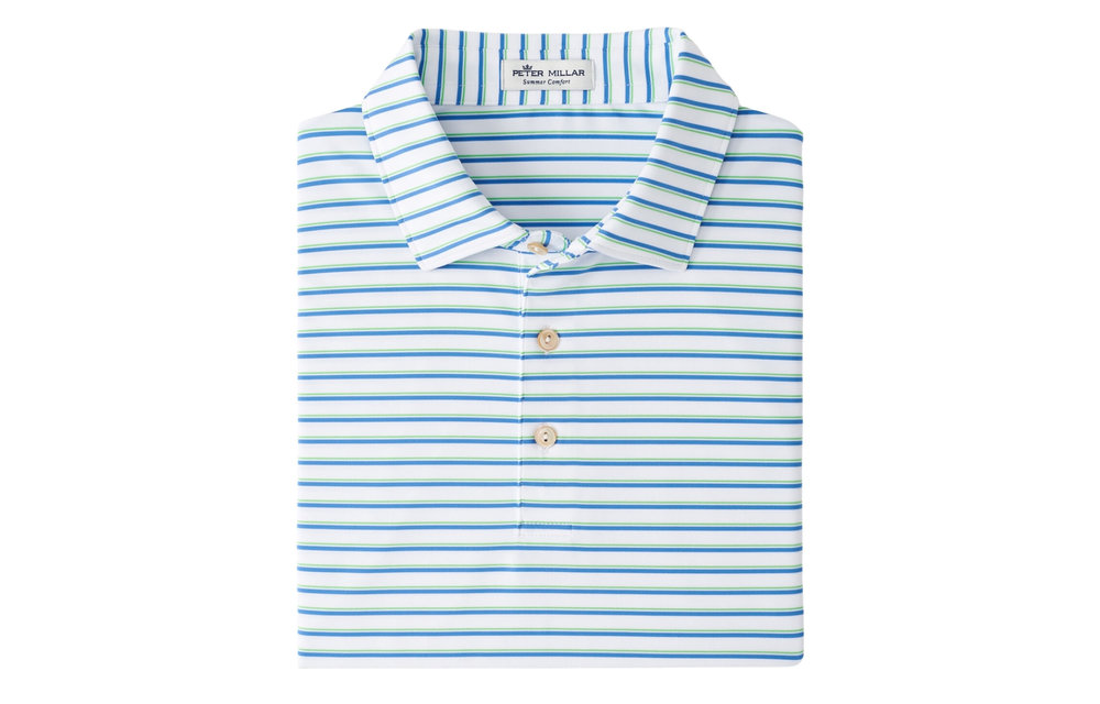 Cyrus Performance Jersey Polo - White/Blue River
