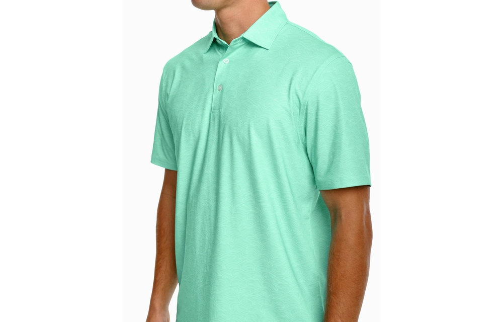 Driver Wave Print Performance Polo- Garden Grove Green