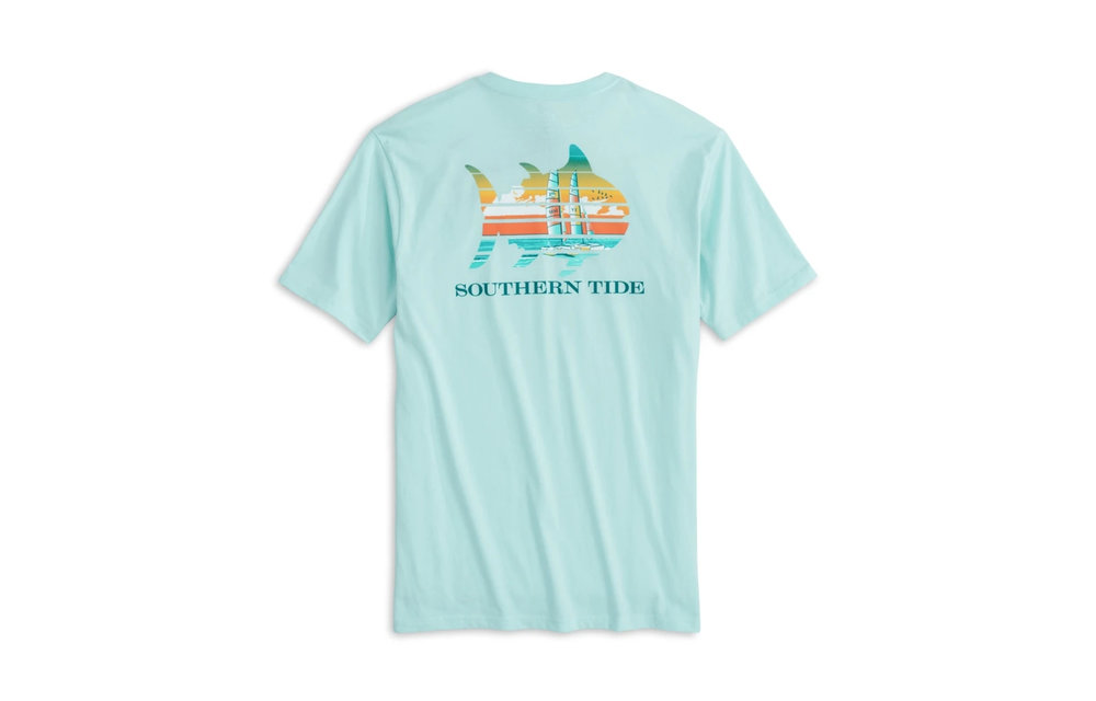 Catamaran Short Sleeve T-Shirt-Wake Blue