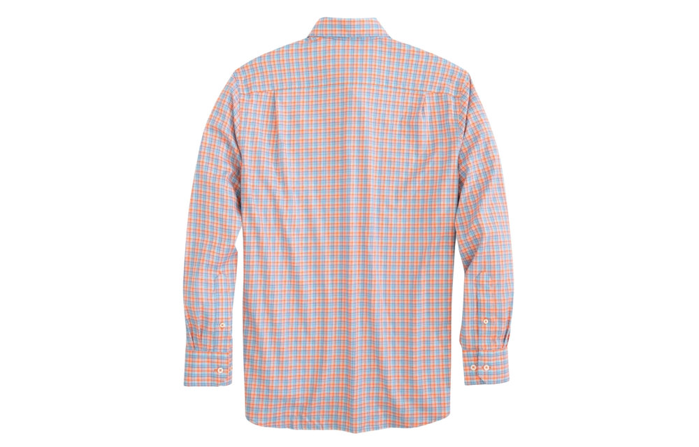 Skipjack Mini Check Long Sleeve Button Down-Nautical Orange