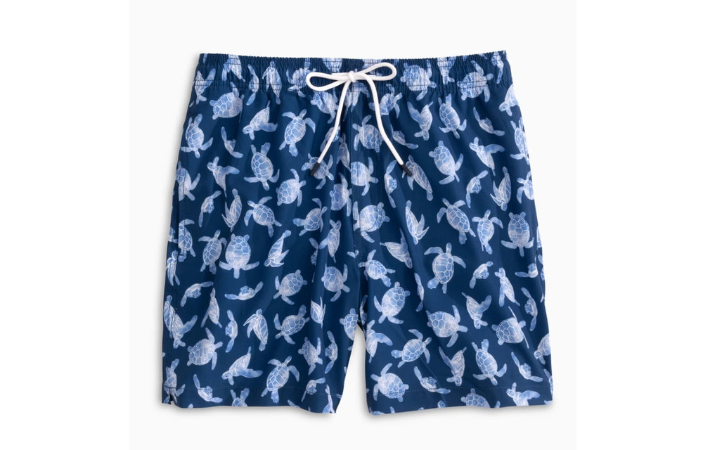 Sea Turtle Swim Trunk- Blue Cove