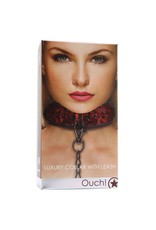 Ouch! Luxury Collar with Leash in Burgundy