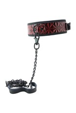 Ouch! Luxury Collar with Leash in Burgundy