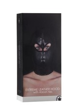Ouch! Extreme Leather Hood with Ribbon Ties
