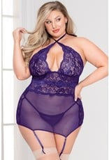 Amethyst Lace and Mesh Chemise Set OS/XL