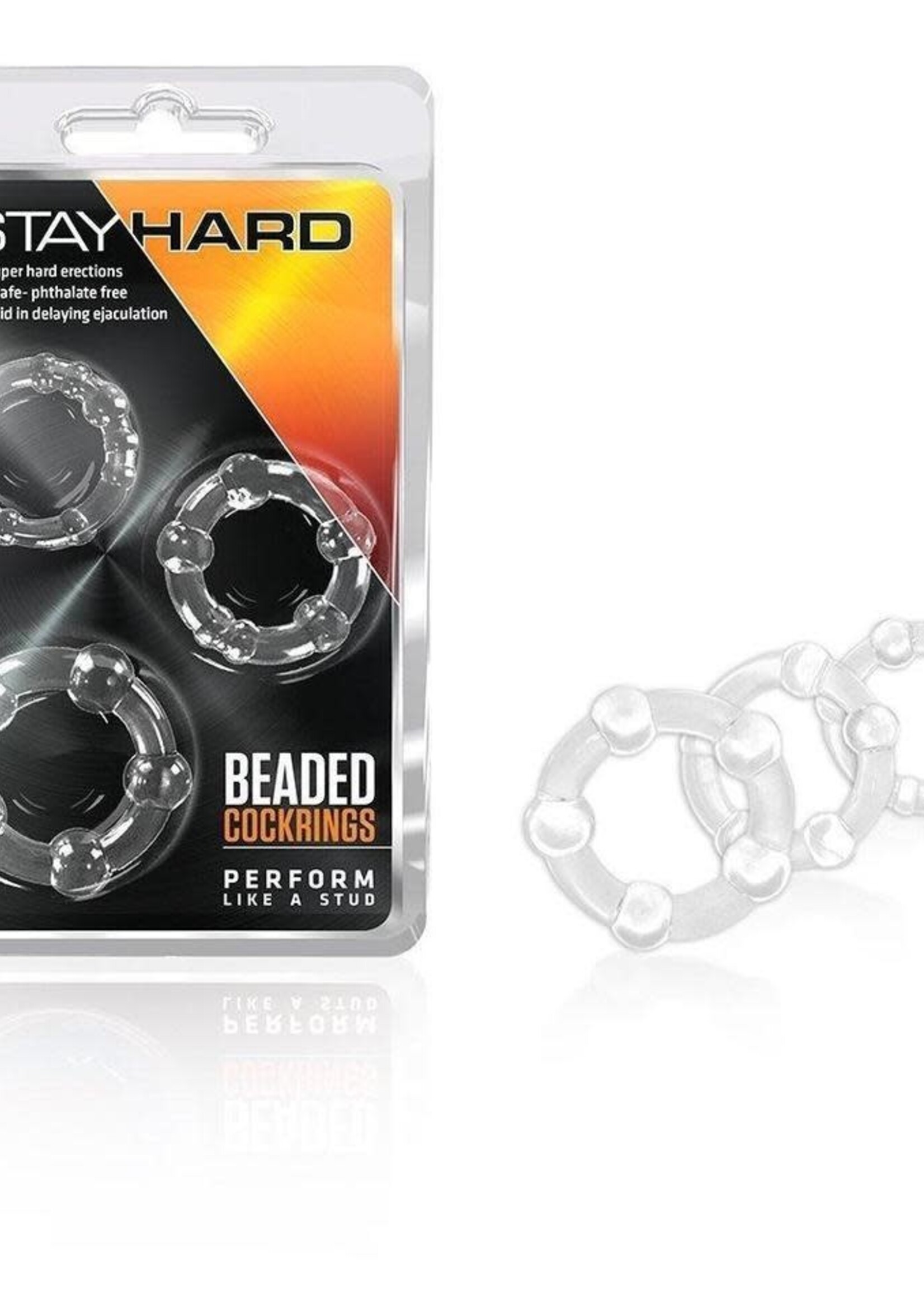 Blush Novelties Blush - Stay Hard - Beaded Cock Rings 3pk - Clear