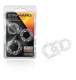 Blush Novelties Blush - Stay Hard Beaded Clear Cock Rings - 3 Pk