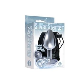 Icon Brands Silver Starter Heart Bejeweled Steel Plug - Diamond