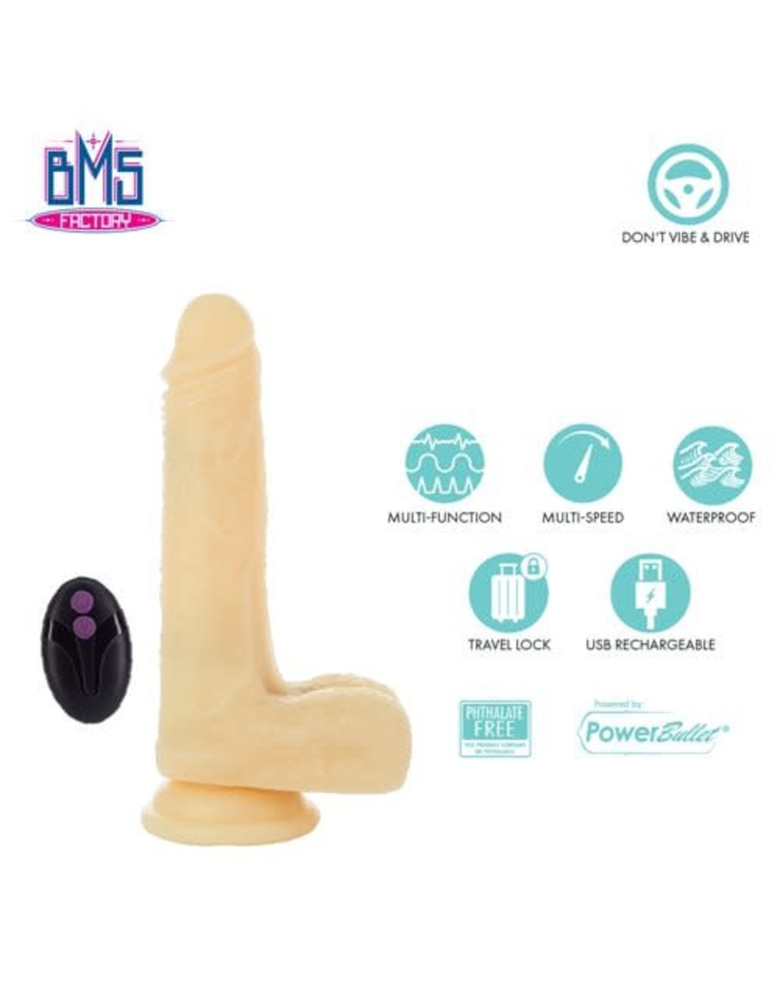 BMS Factory Pure Love - Vibrating and Rotating Dong with Remote  Control