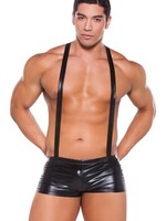 Allure Lingerie Zeus by Allure Leather - Wet Look Suspender Shorts - OS - Black