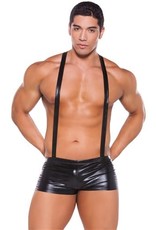 Allure Lingerie Zeus by Allure Leather - Wet Look Suspender Shorts - OS - Black