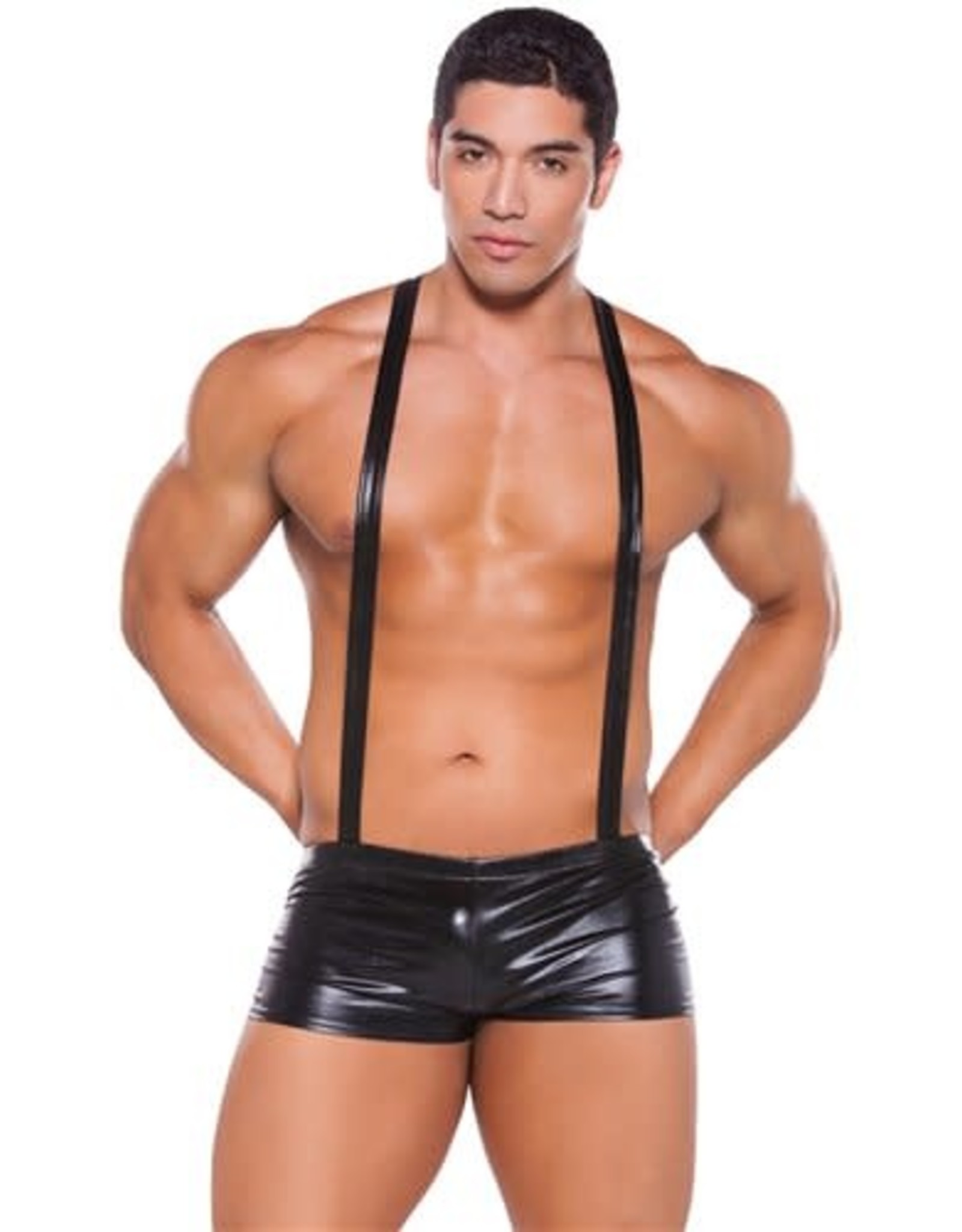 Allure Lingerie Zeus by Allure Leather - Wet Look Suspender Shorts - OS - Black