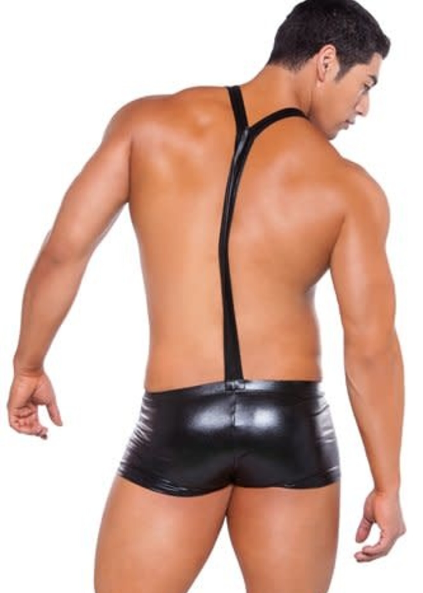 Allure Lingerie Zeus by Allure Leather - Wet Look Suspender Shorts - OS - Black