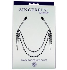 Sportsheets Sincerely by SportSheets - Black Jeweled Nipple Clips