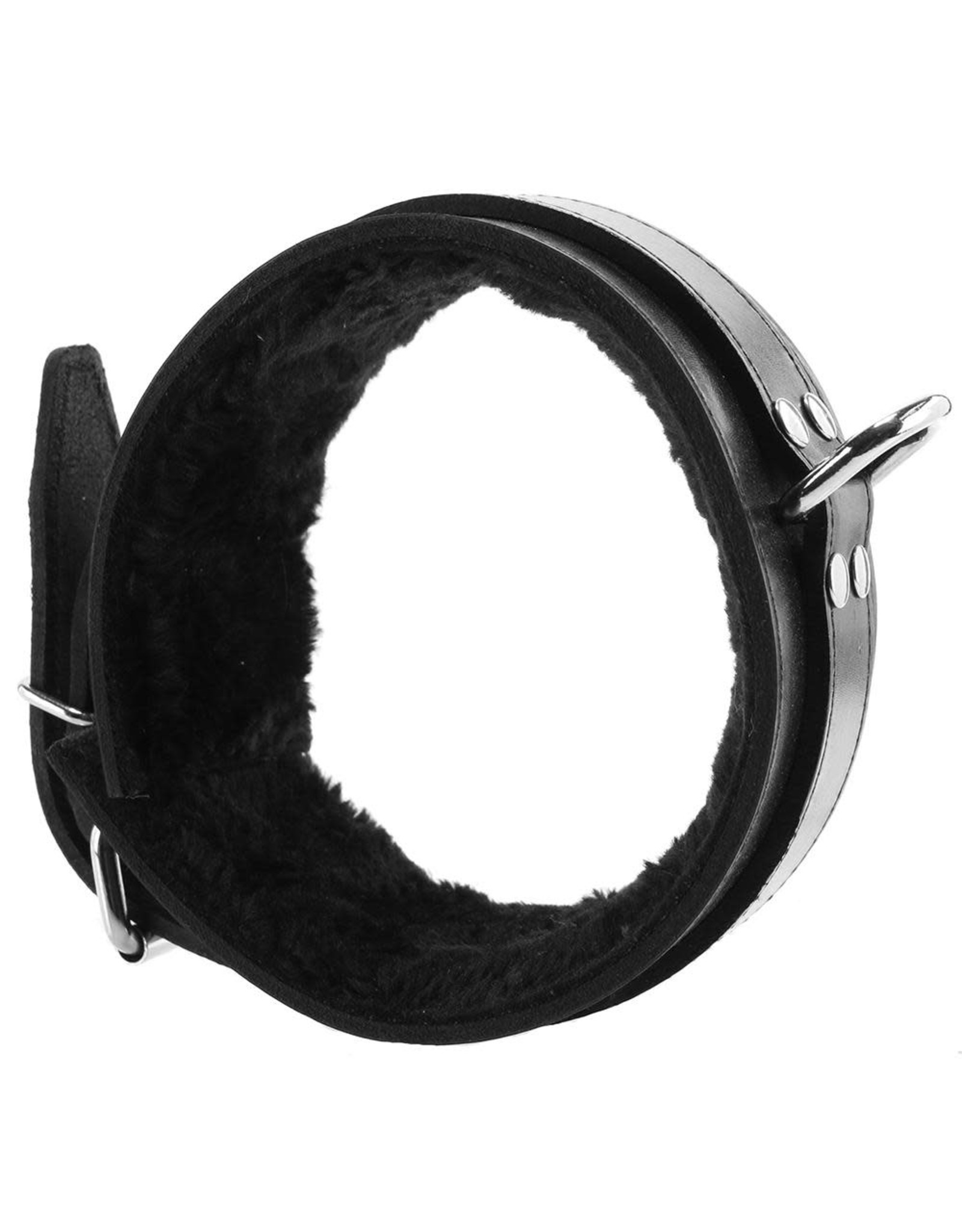 Rouge - Fur Lined Leather Collar - Black