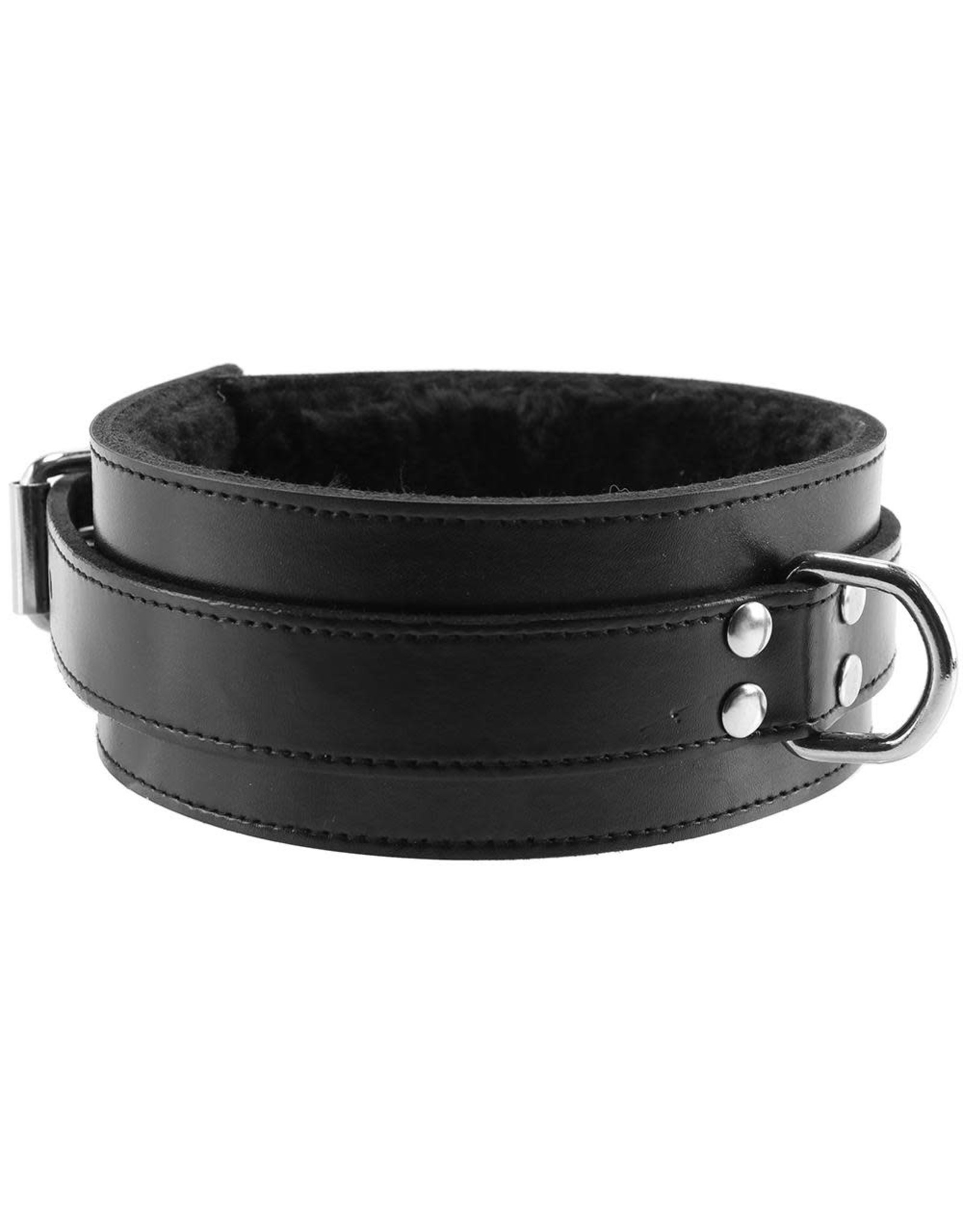 Rouge - Fur Lined Leather Collar - Black