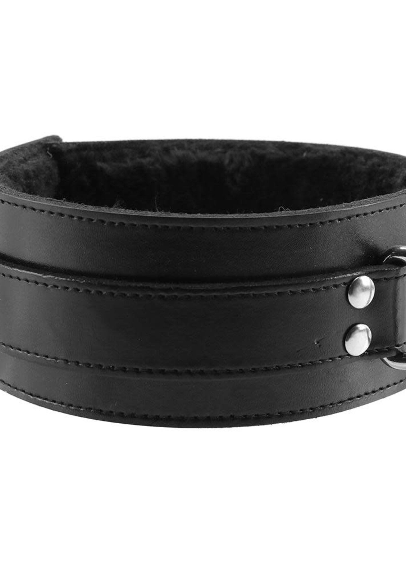 Rouge - Fur Lined Leather Collar - Black