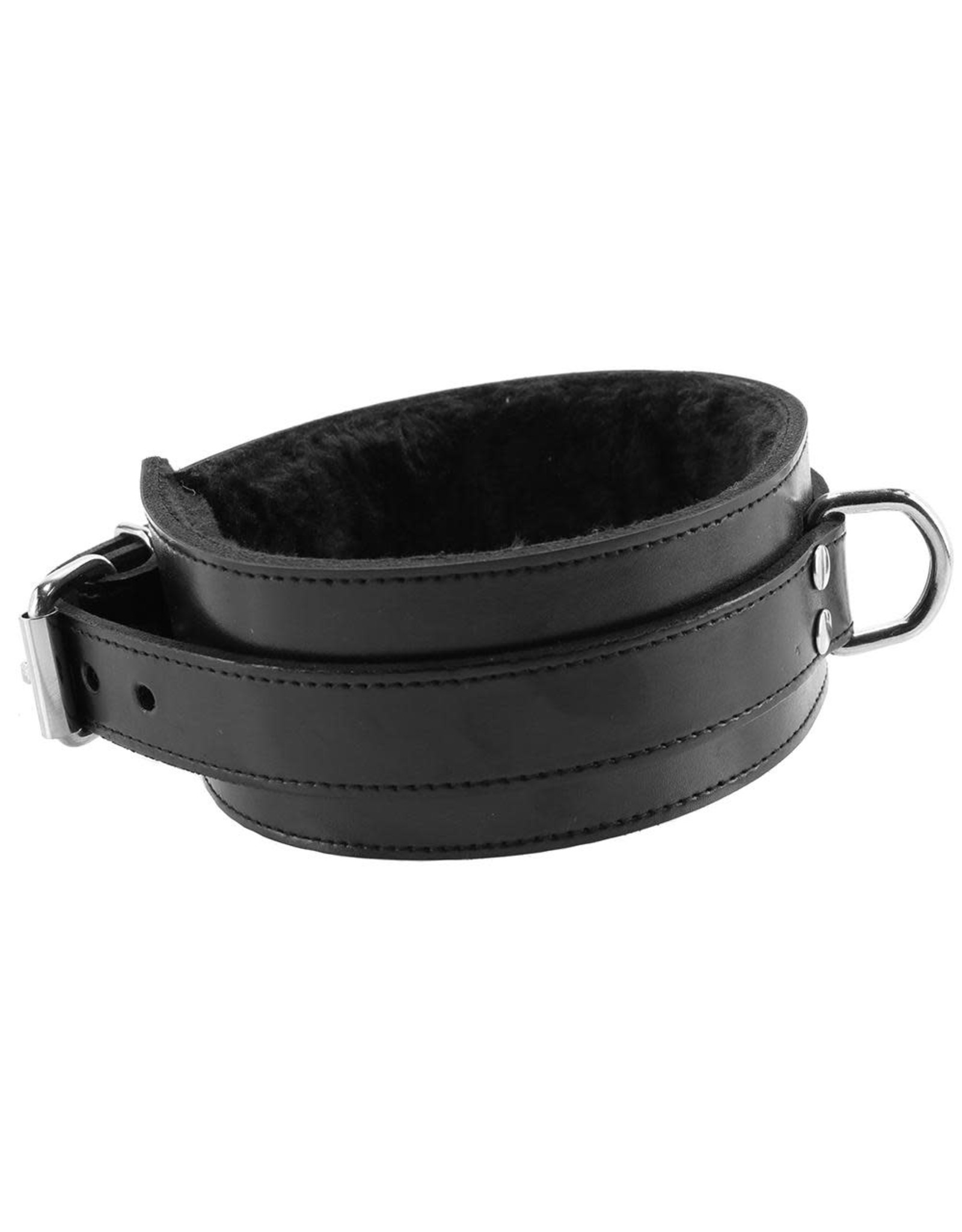 Rouge - Fur Lined Leather Collar - Black
