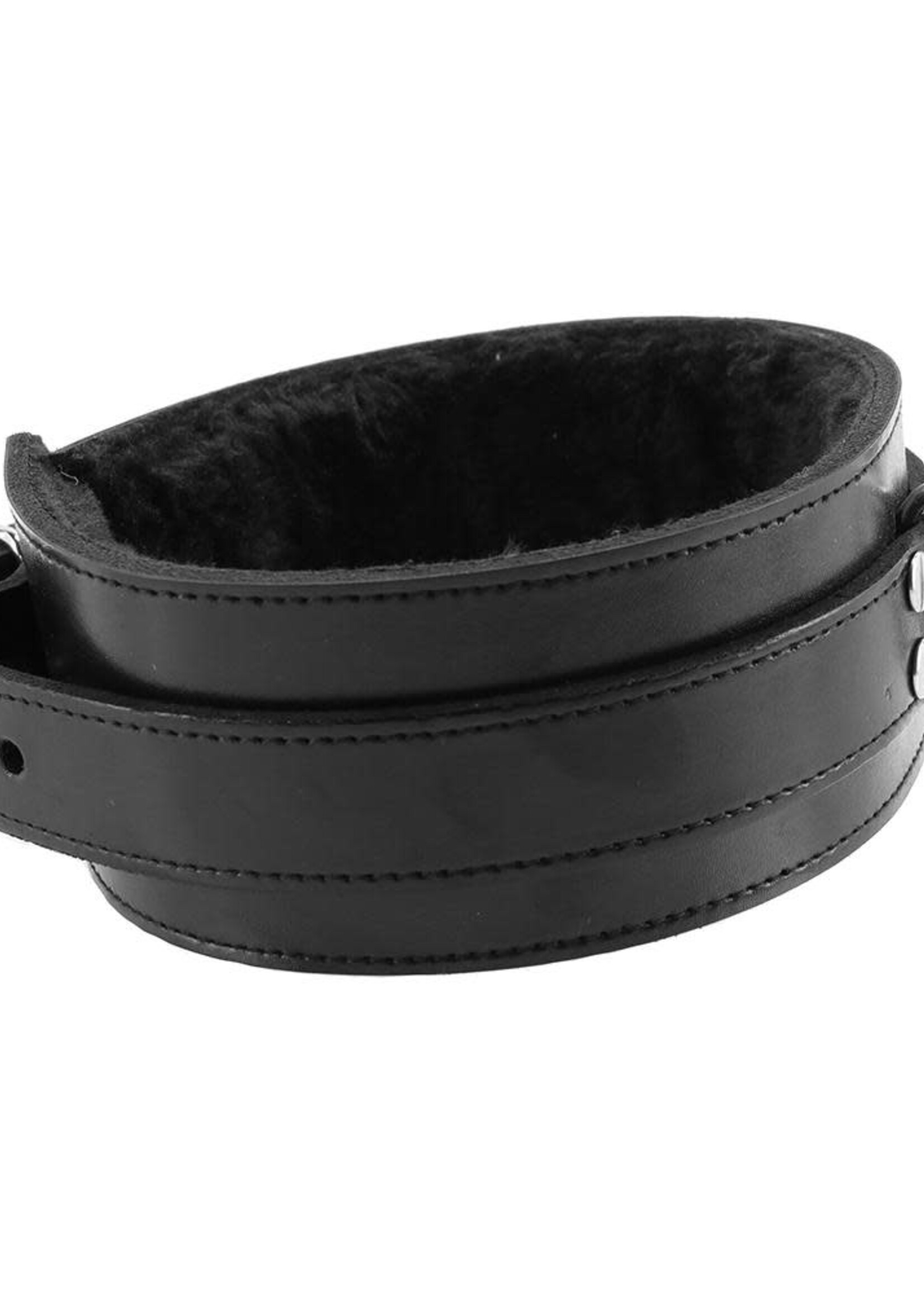 Rouge - Fur Lined Leather Collar - Black