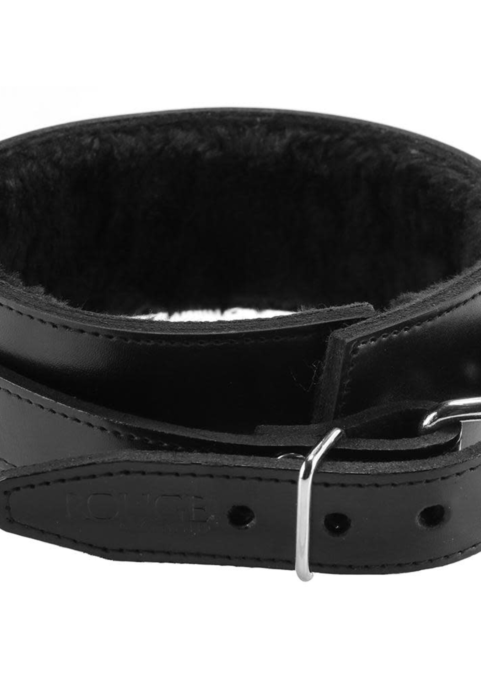 Rouge - Fur Lined Leather Collar - Black