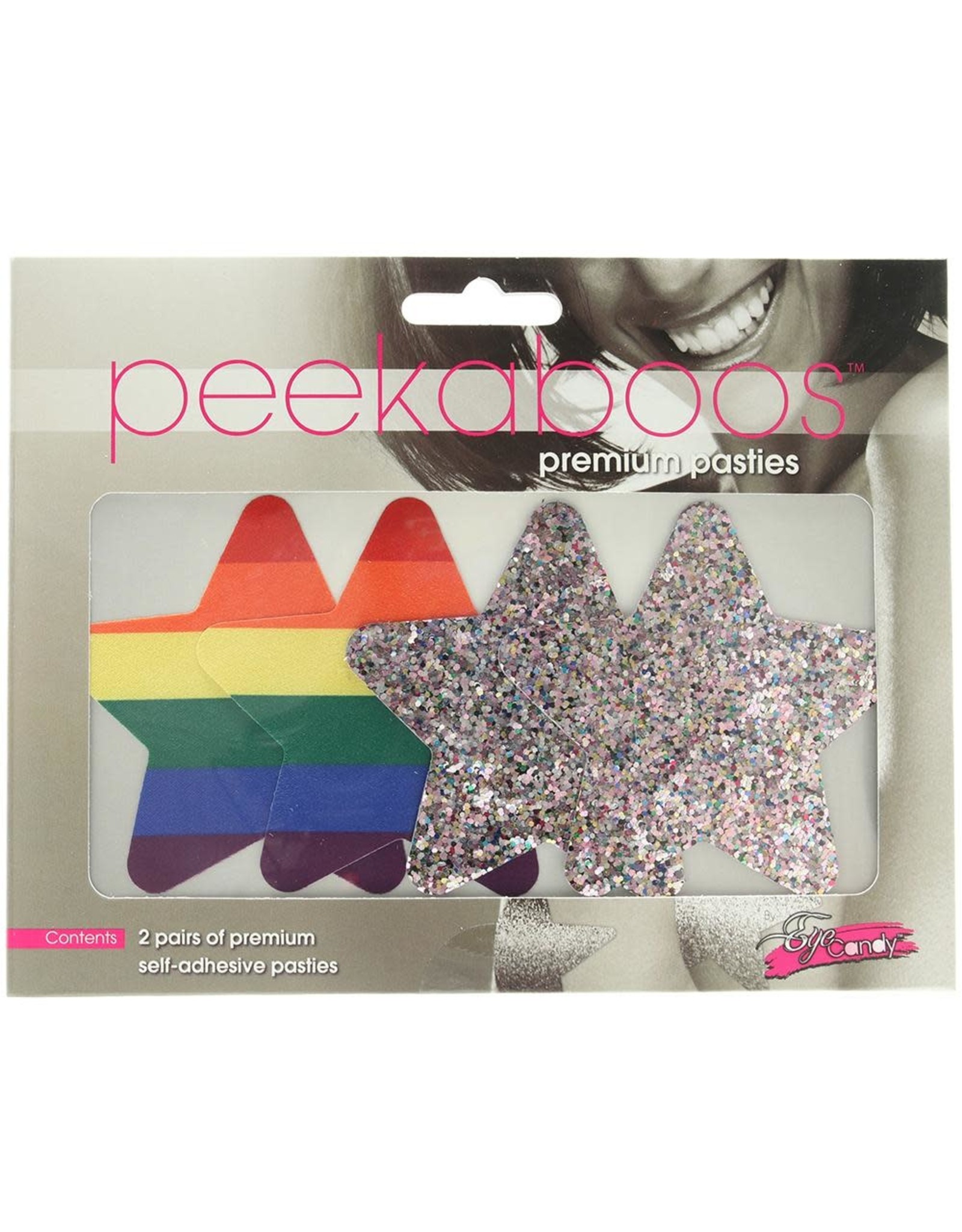 Peekaboos Pride and Rainbow Glitter Stars Nipple Pasties