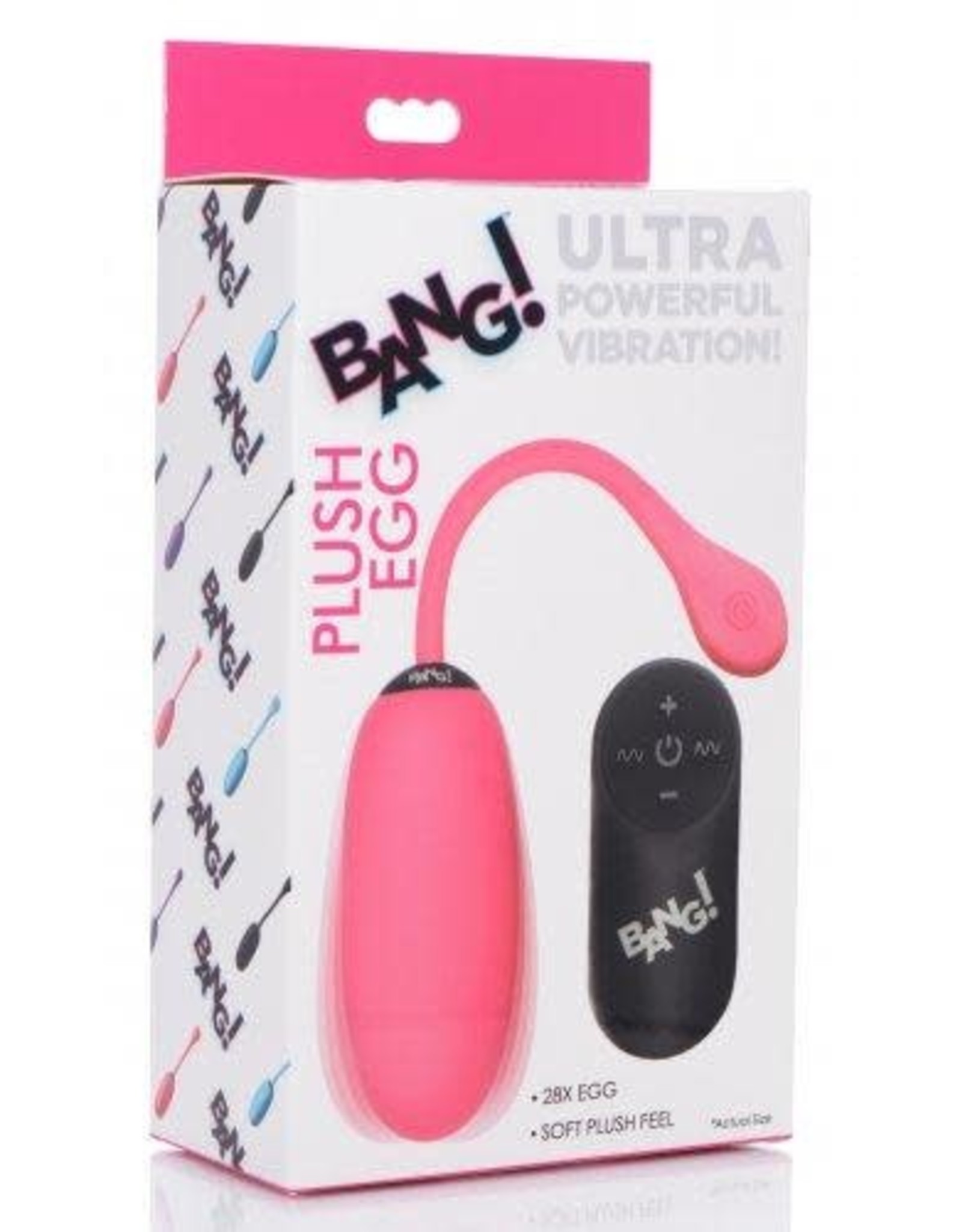 XR Brands Bang! Remote Control 28X Silicone Plush Egg - Pink