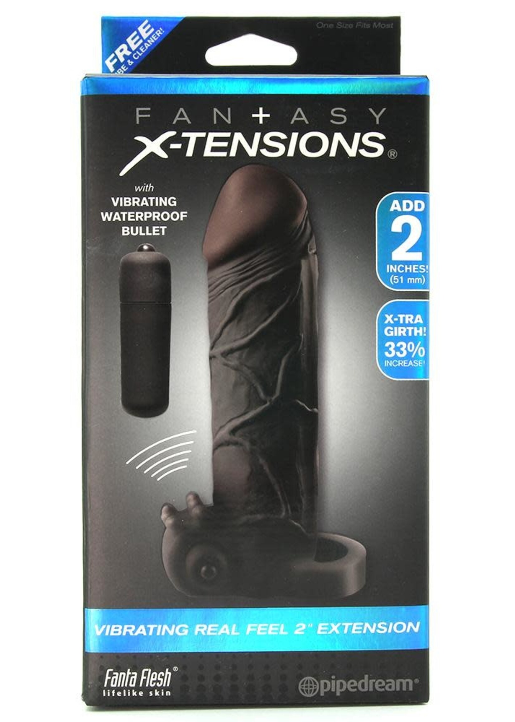 Vibrating Real Feel Fanta Flesh 2 inch Extension in Black
