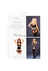 Allure Lingerie Adore by Allure - Chloe - Sheer Desire Bralette & Panty with Garters - Small  - Black