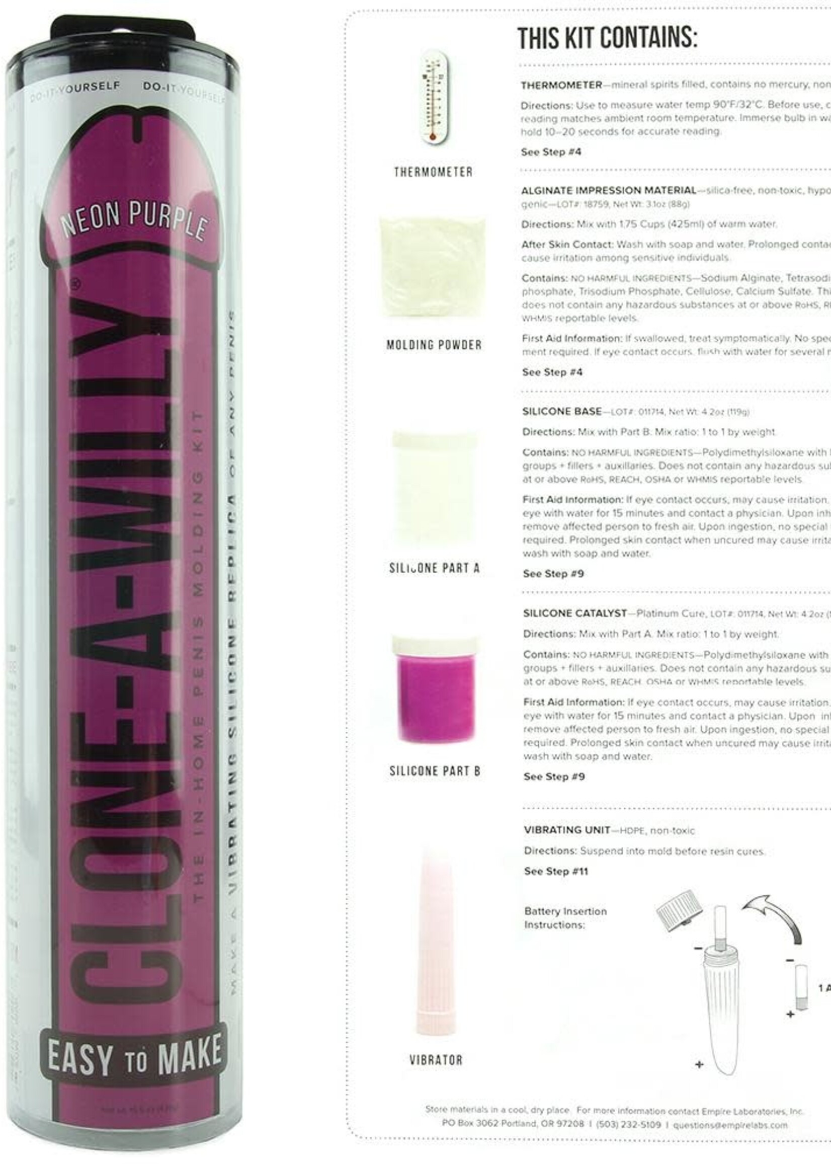 Empire Labs Clone-A-Willy - Vibrating - Neon Purple