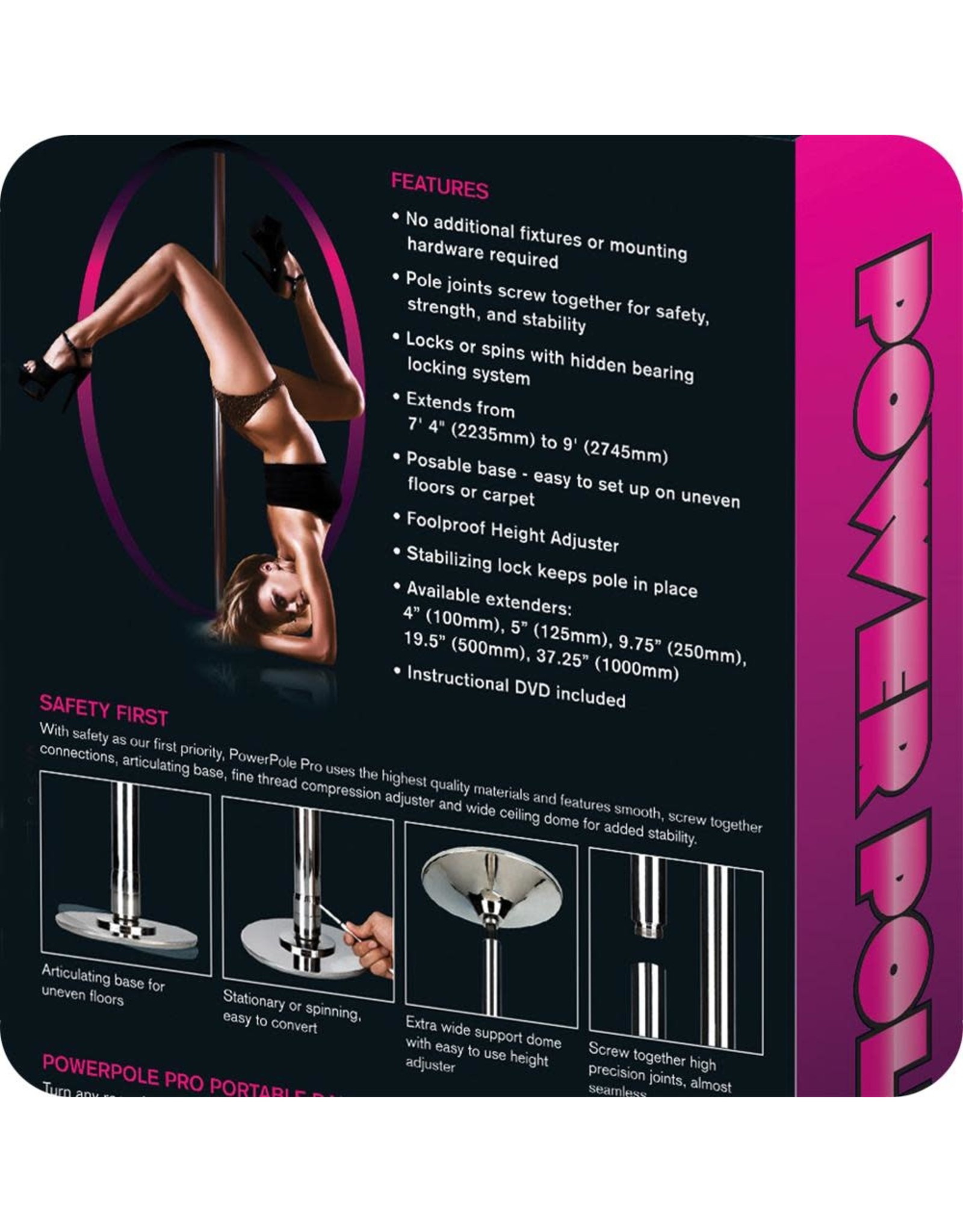 Power Pro - Professional Portable Dance and Exercise Pole Spinning