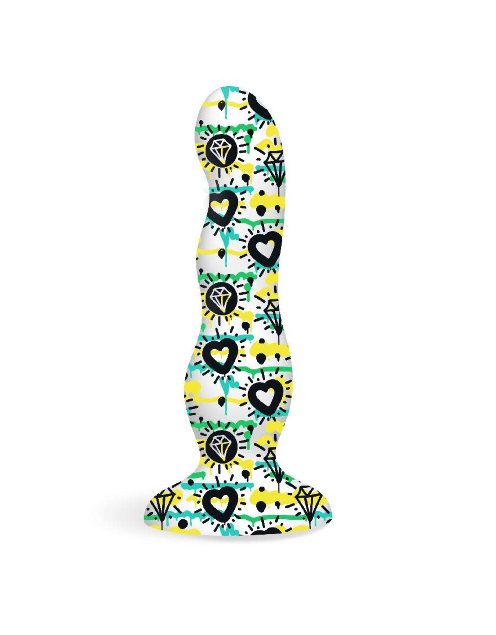 Icon Brands Collage - Diamonds and Hearts - Curvy Silicone Dildo