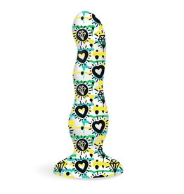 Icon Brands Collage - Diamonds and Hearts - Curvy Silicone Dildo