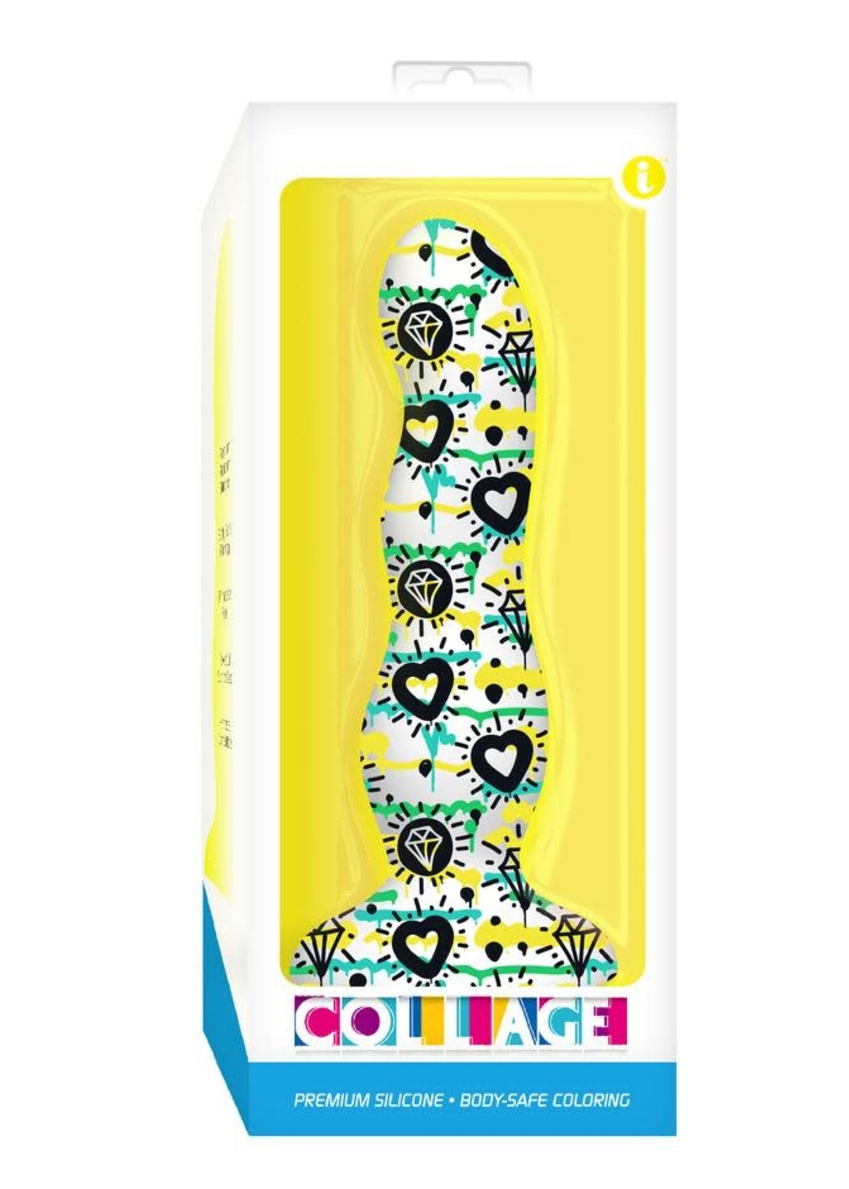 Icon Brands Collage - Diamonds and Hearts - Curvy Silicone Dildo