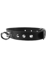 Rouge - Studded Leather O-Ring Collar in Black