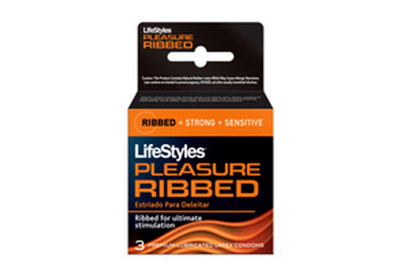 Lifestyles Pleasure Ribbed 3 pk Condoms - SensationO