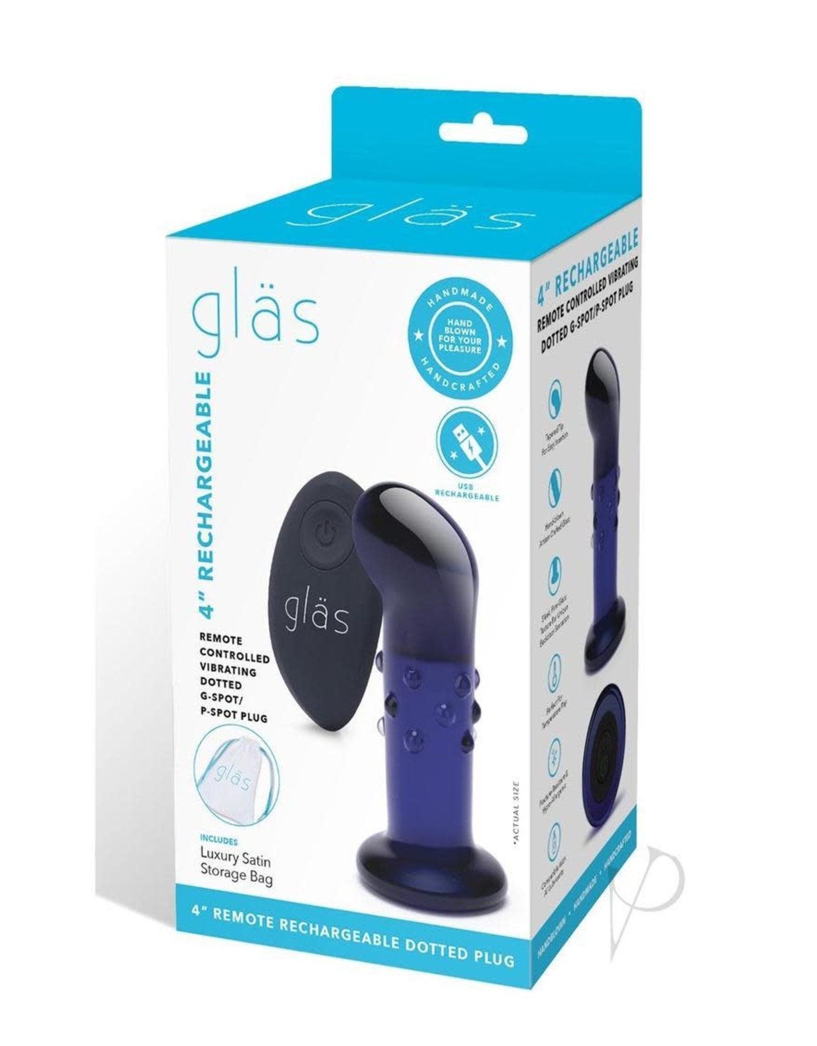 Glas - 4" Rechargeable Vibrating Dotted Plug w/Remote