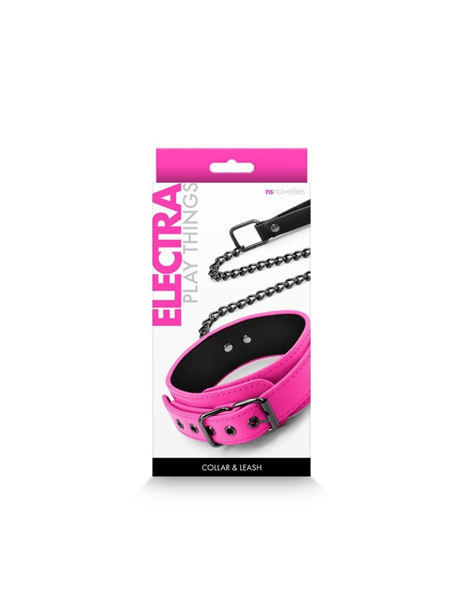 NS Novelties Electra Play Things - Collar & Leash (neon pink)