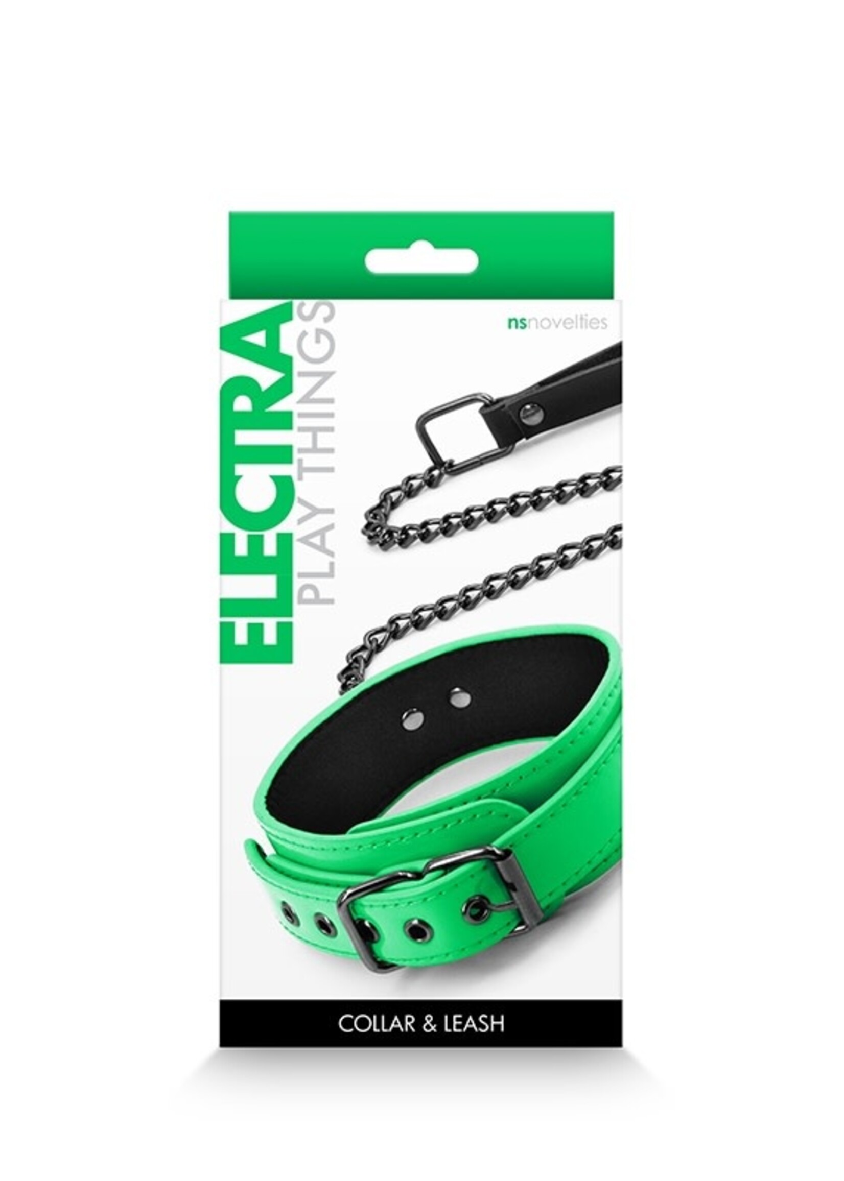 NS Novelties Electra Play Things - Collar & Leash (neon green)
