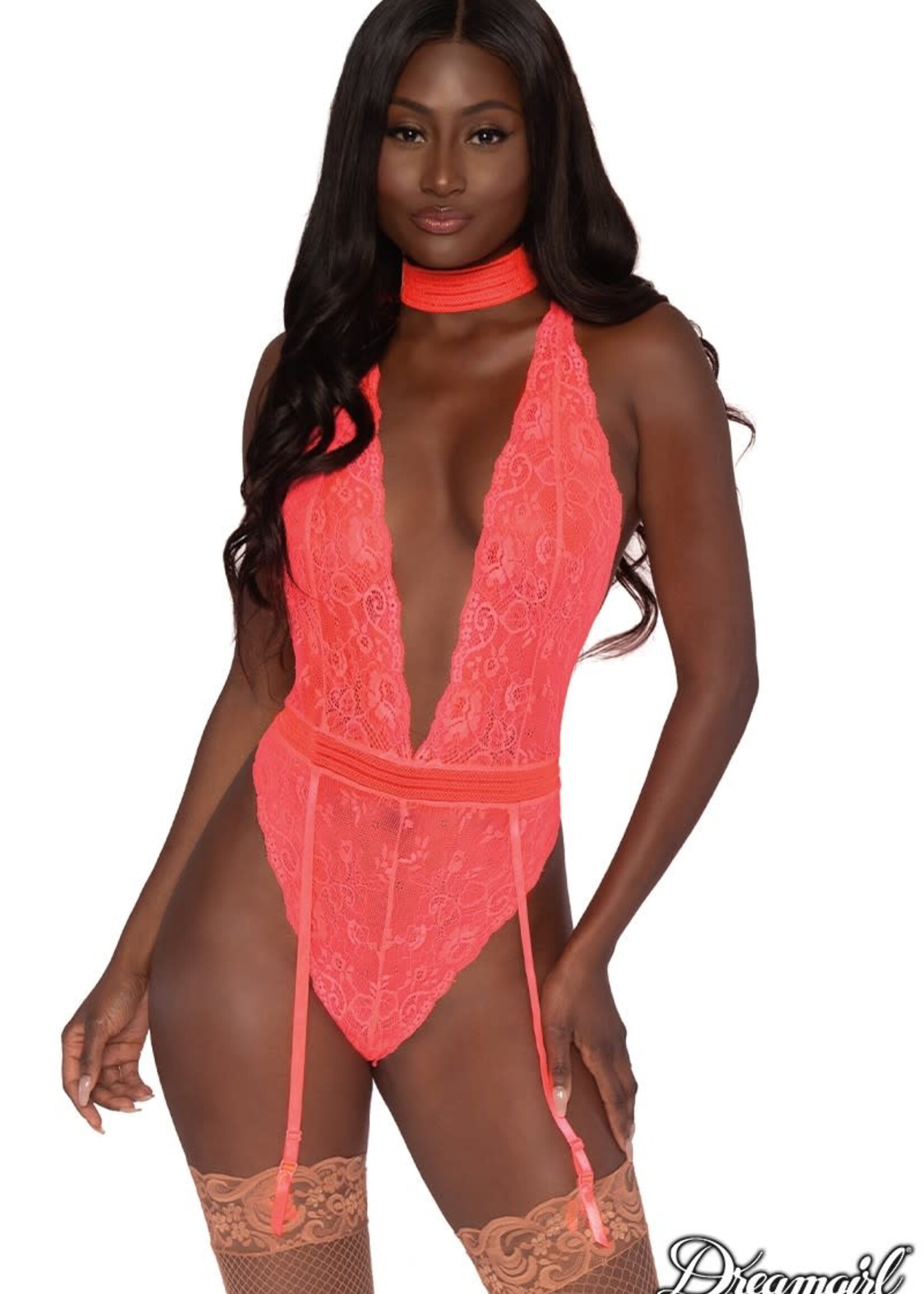 Dreamgirl Dreamgirl - Gartered Teddy OS (coral)