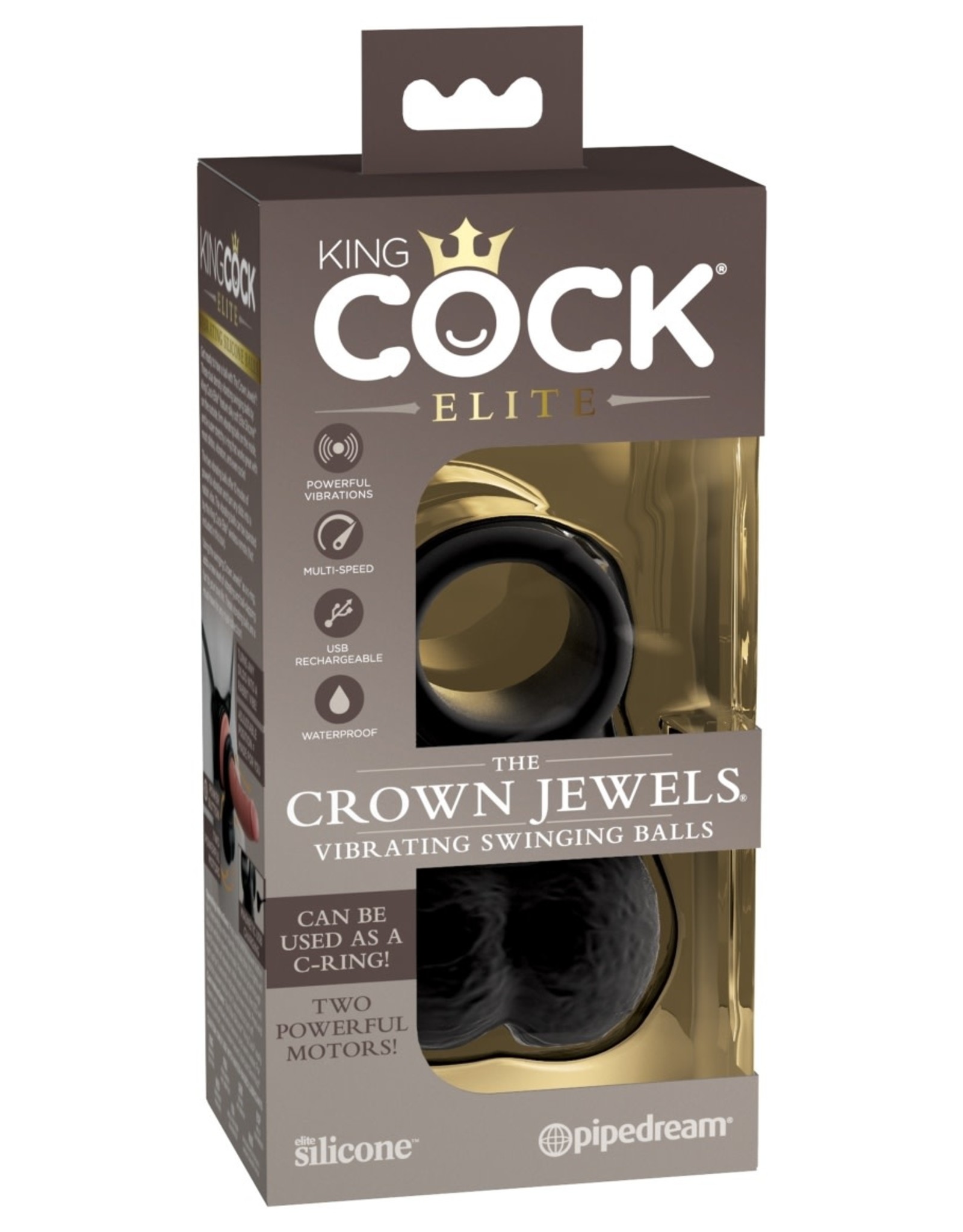 King Cock Elite - Vibrating Crown Jewels (black)