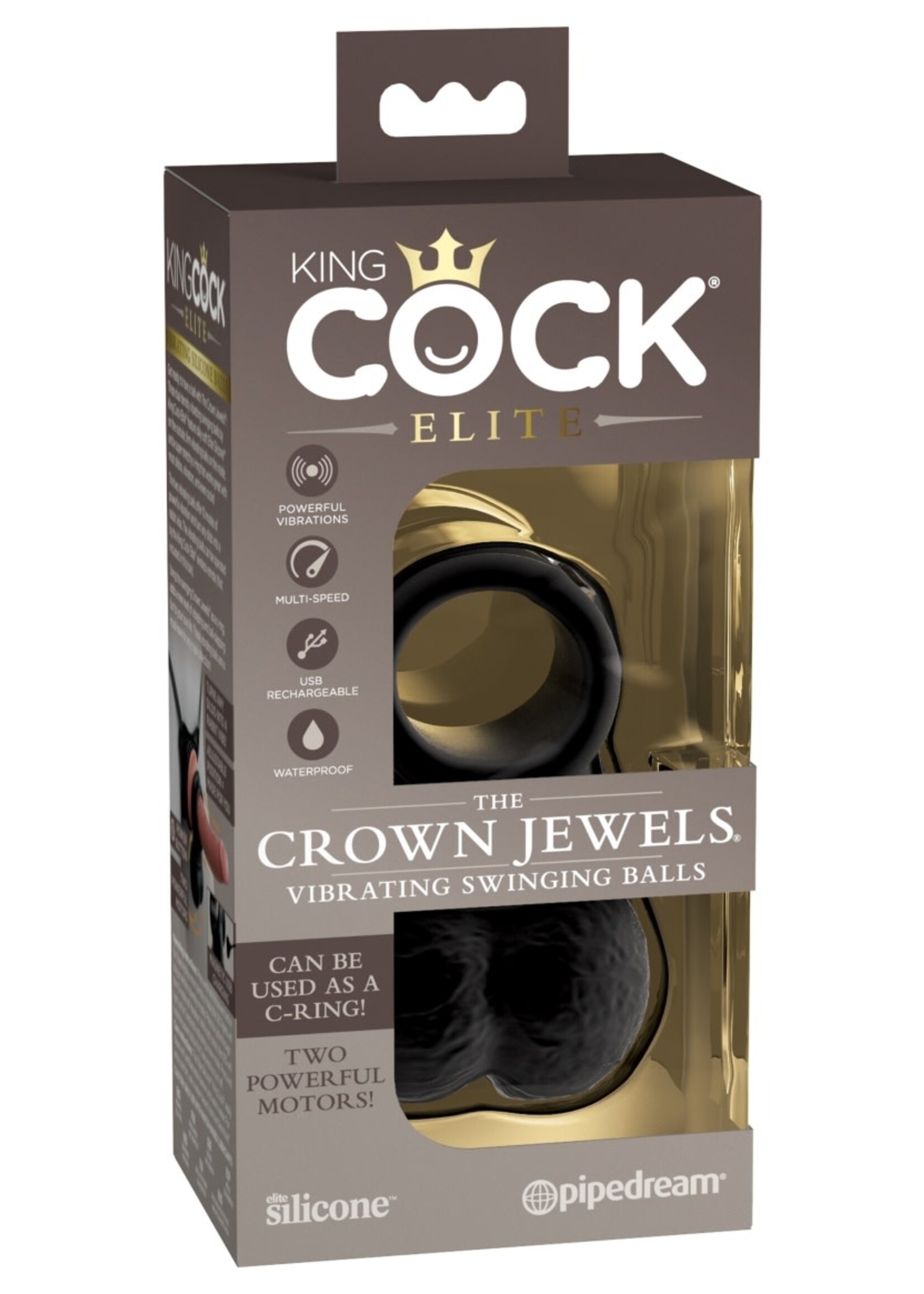 King Cock Elite - Vibrating Crown Jewels (black)