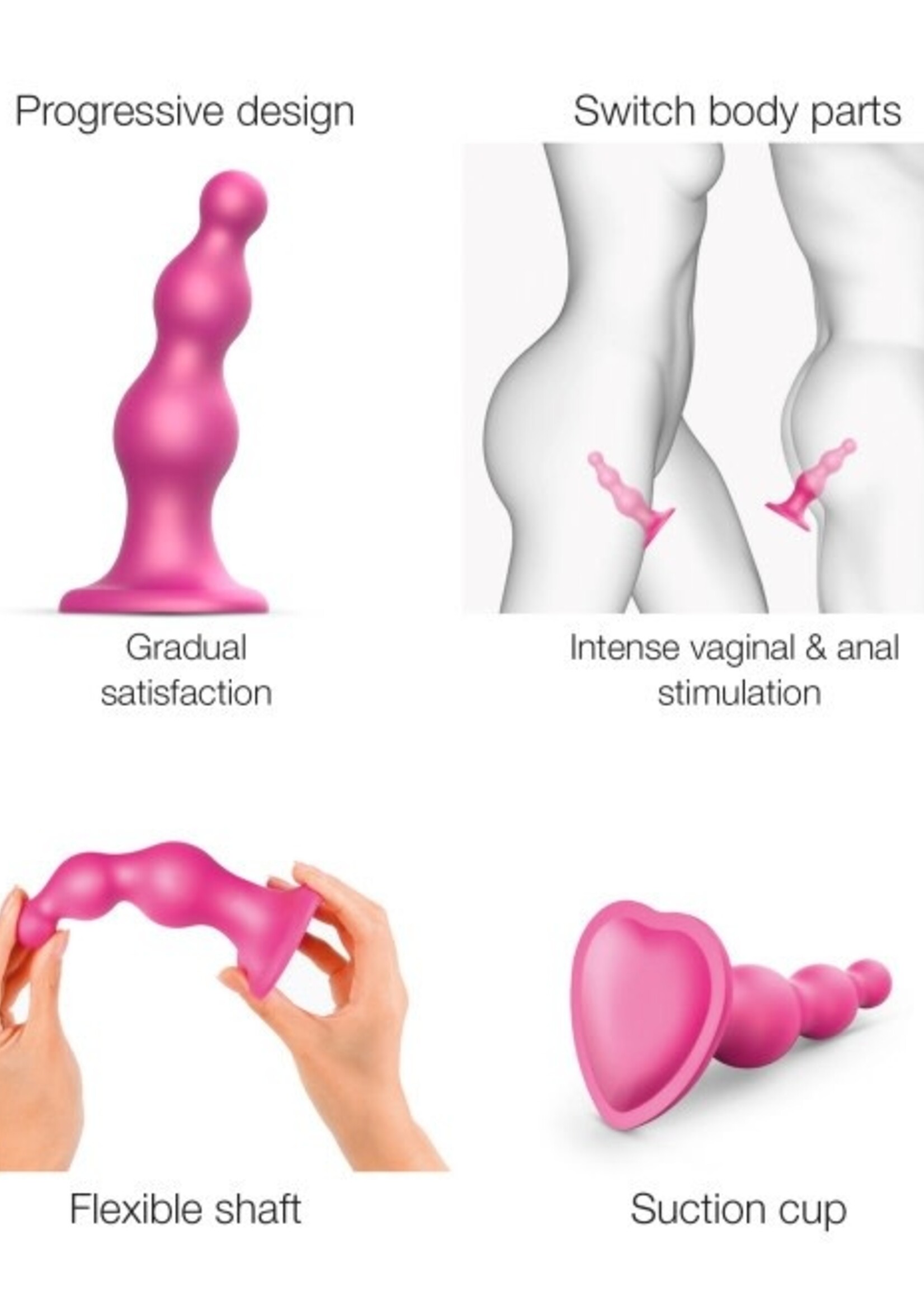 Strap-on-me by Lovely Planet StrapOnMe - Dildo Plug Beads Size L (pink)