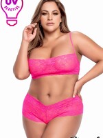 Mapale Mapale - 2pc Lace Set - 1X/2X - Hot Pink