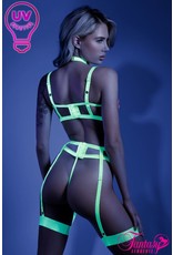 Fantasy Lingerie Glow 3pc Set - Neon Green -  M/L