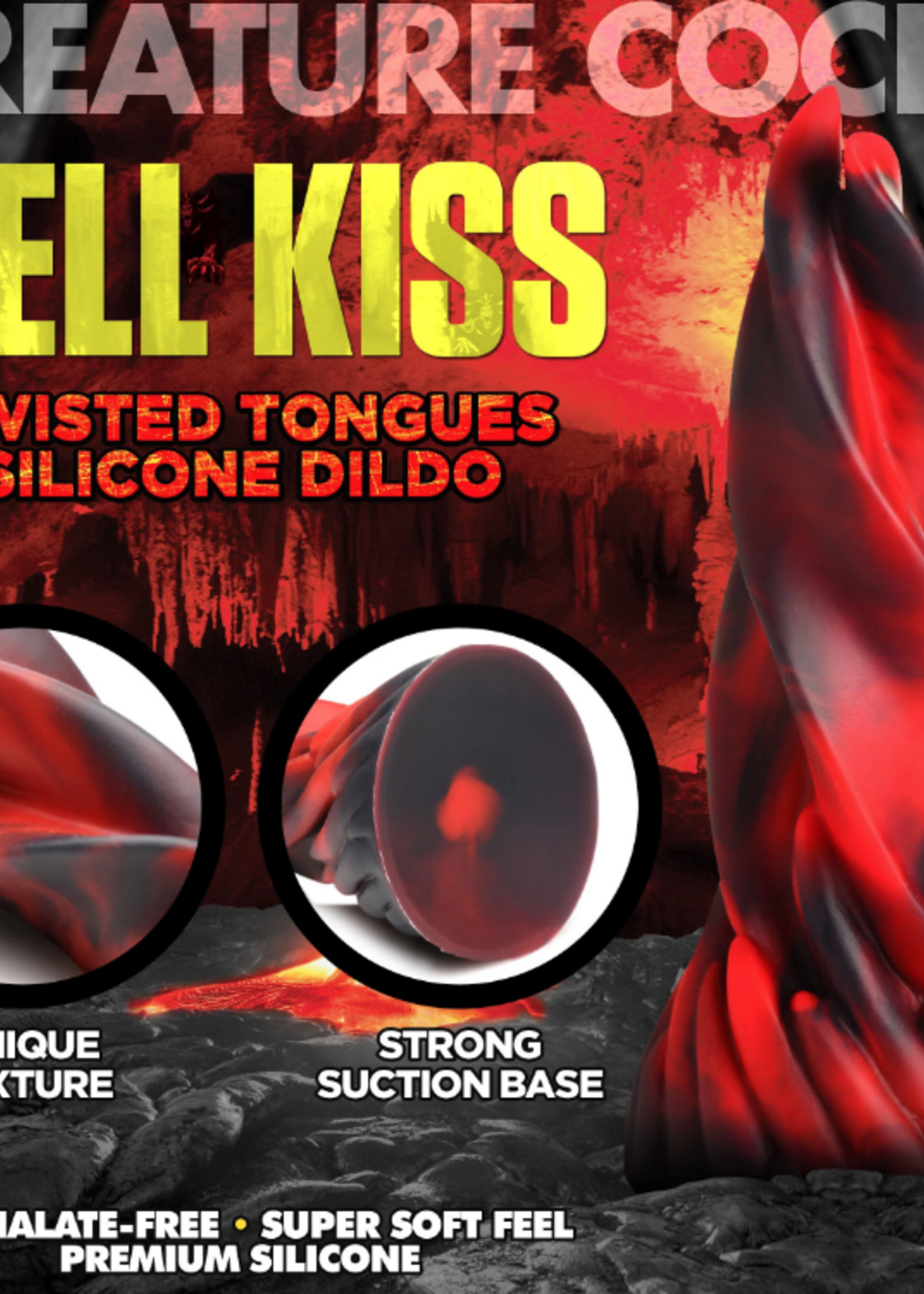 XR Brands Creature Cocks - Hell Kiss Twisted Tongues Silicone Dildo