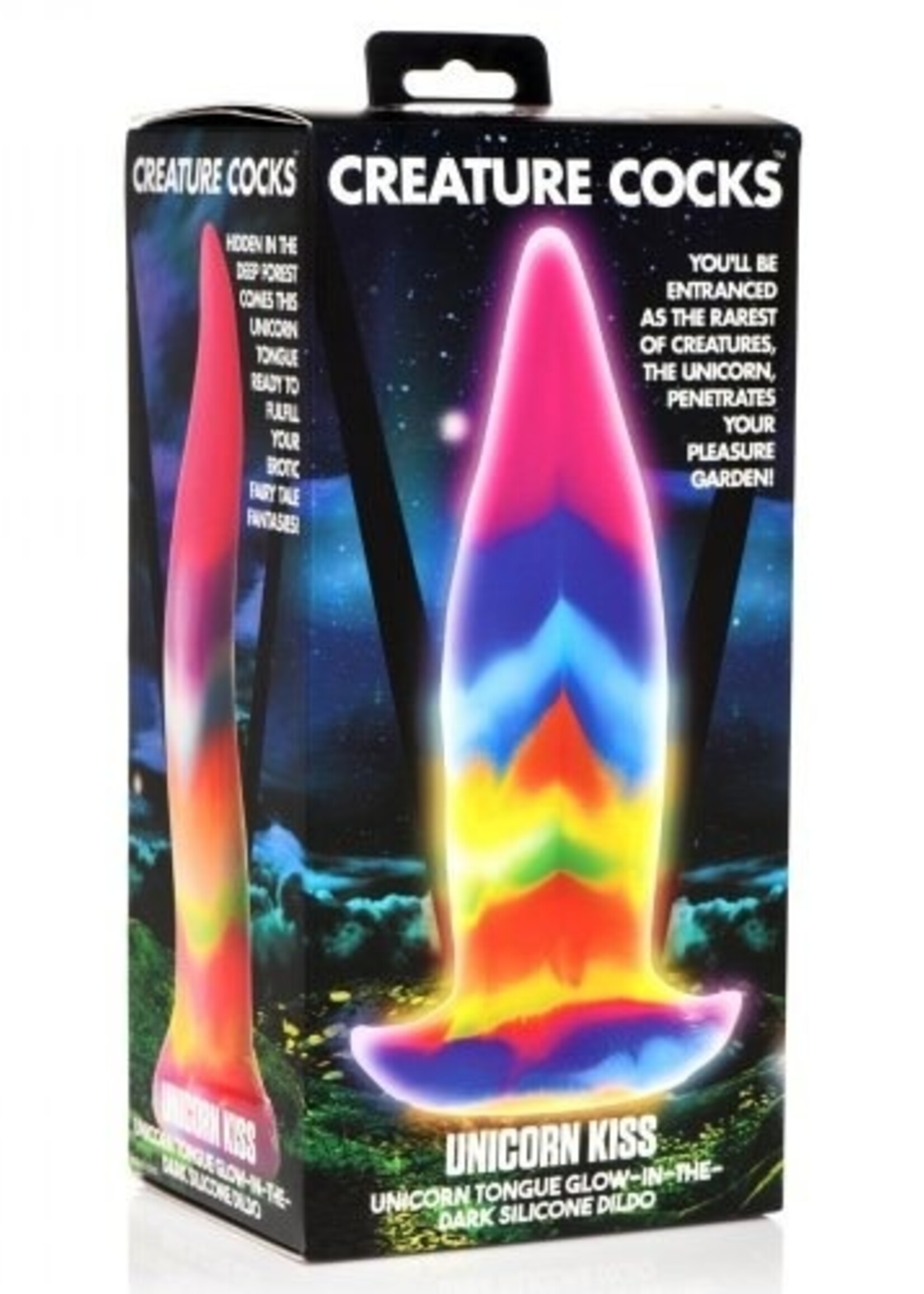 XR Brands Creature Cocks - Unicorn Kiss Tongue - Glow in the Dark Dildo