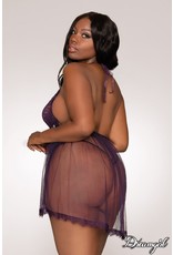 Dreamgirl Dreamgirl - Skirt Teddy with G-String - O/S Queen - Eggplant